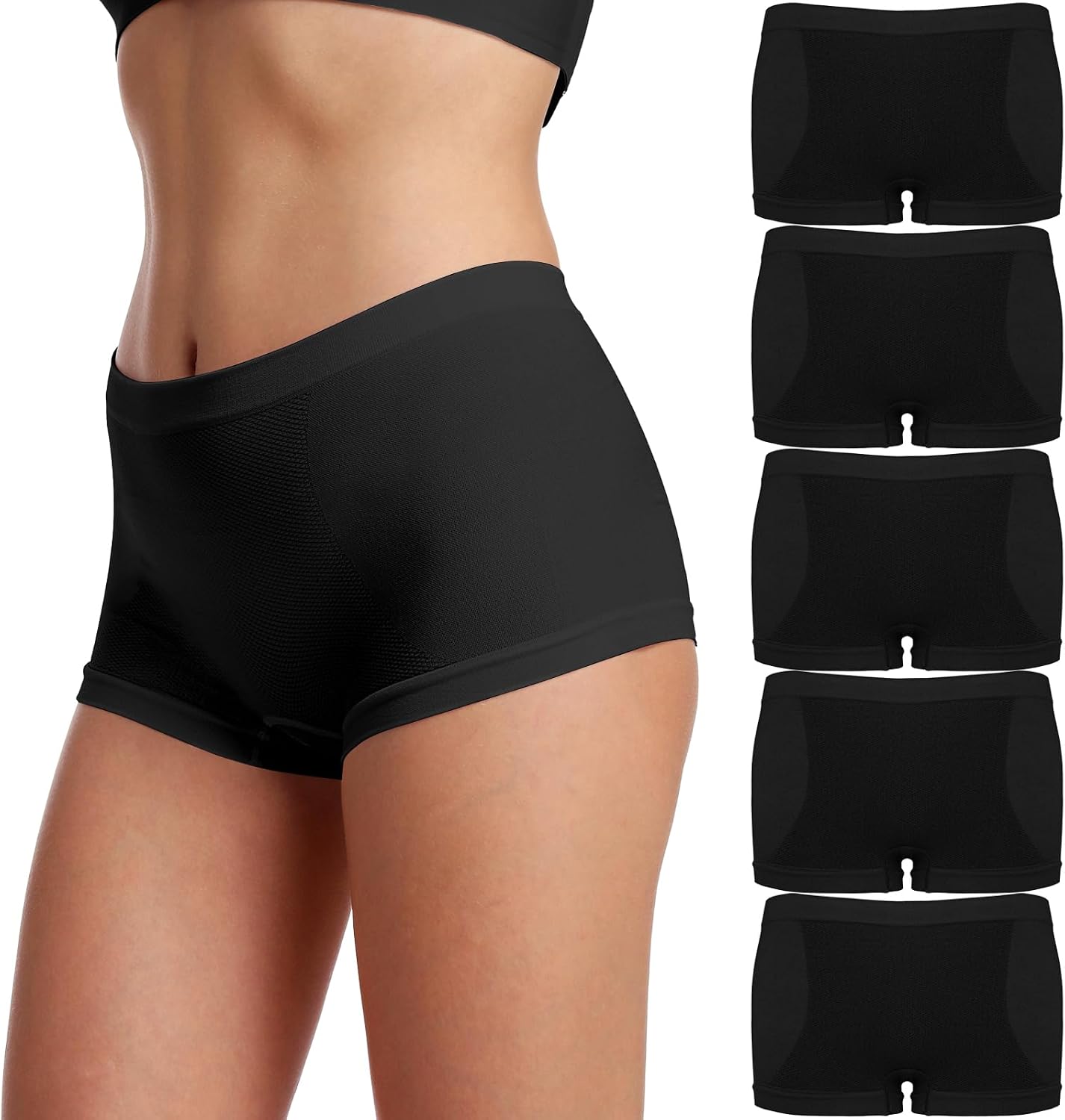 SHINTRENOVE black boyshorts shown on a model
