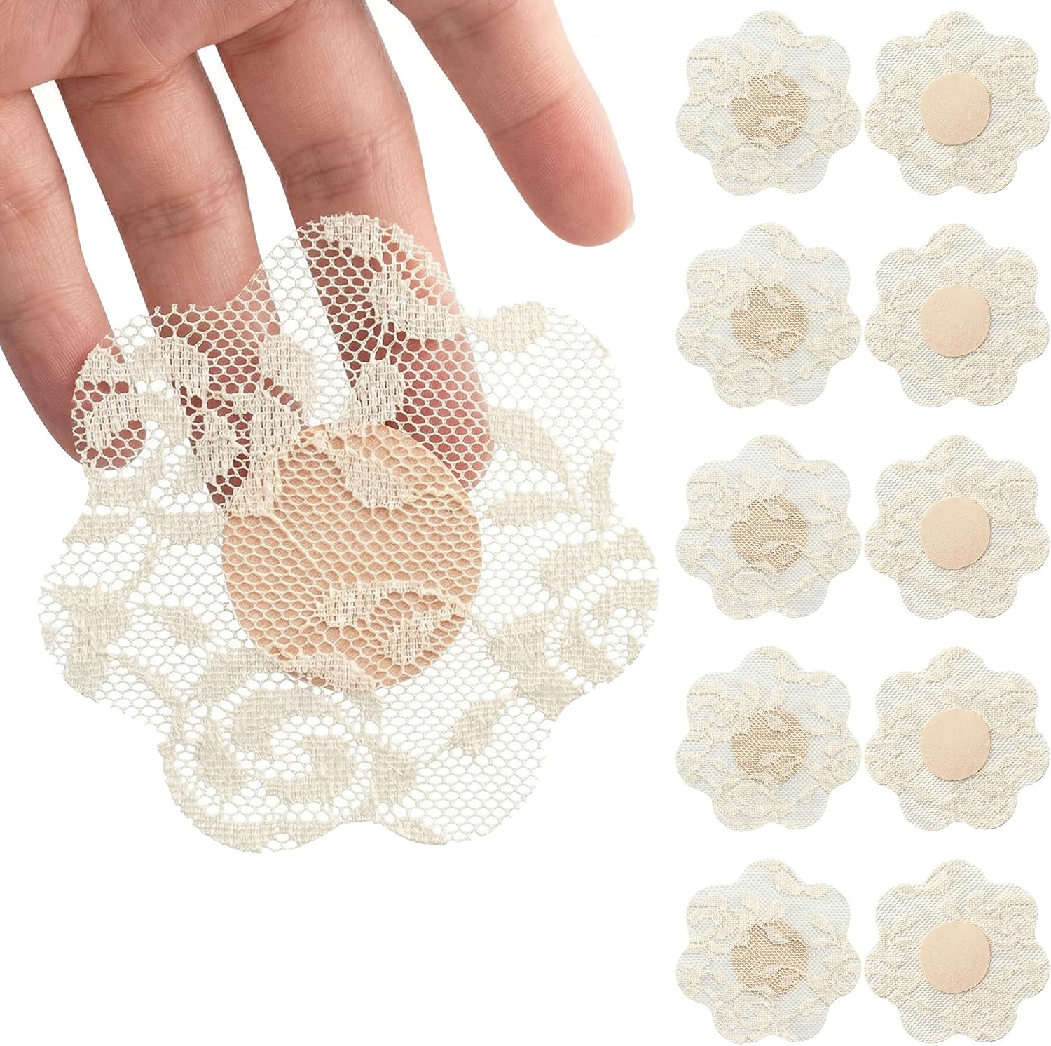 SHINTRENOVE lace nipple covers with a petal shape